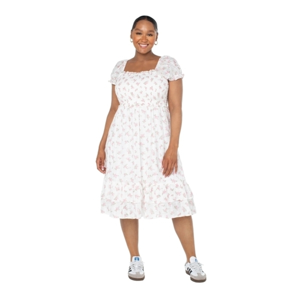 Celebrity Pink Floral Midi Dress